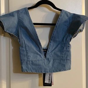 PLT Denim Crop Top